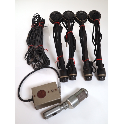 7 - 4 x S G BROWN Ltd 2000 Type F Headphones + Trix Ribbon Microphone + Trix E61860 Sound Equipment