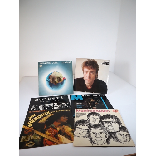 19 - Six Vinyl LP'S Jean Michel Jarre Oxygene / John Lennon / Concert The Cure Live / Muddy Waters / Jimi... 