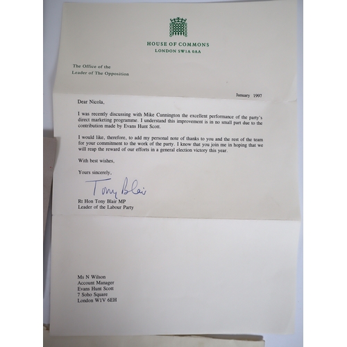 43 - Collection of Ephemera - Hand Signed Letter by Tony Blair from House of Commons January 1997 Pre ele... 