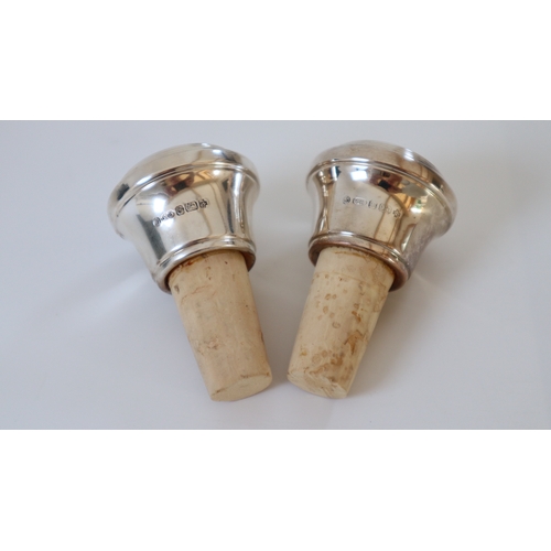 66 - Two Boxed Sterling Silver Millennium Bottle Stoppers with Cork - British Full Hallmarks - Birmingham... 