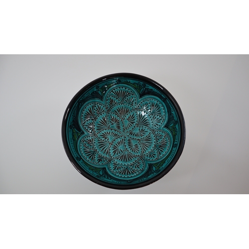 68 - Vintage Turquoise Moroccan Hand Painted Bowl by SAFI 26cm