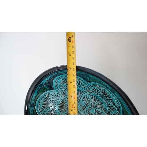 68 - Vintage Turquoise Moroccan Hand Painted Bowl by SAFI 26cm