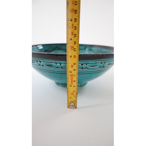 68 - Vintage Turquoise Moroccan Hand Painted Bowl by SAFI 26cm