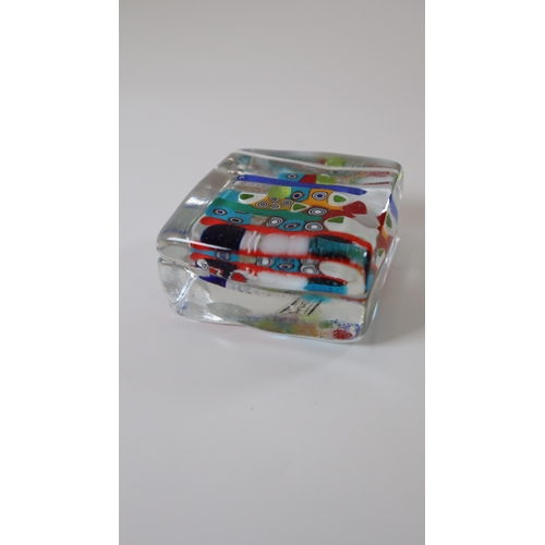 69 - Murano Glass Do-Maghi Glass Paperweight Millefiori - 7cm x 7cm x 3.5cm