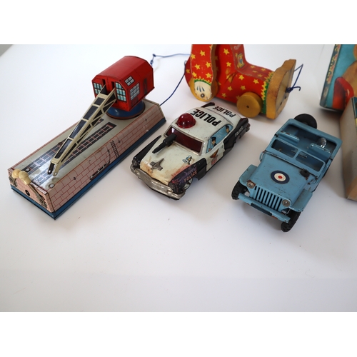 71 - Vintage Tin Plate Toy cars, Philmar Sootys Tiddley Winks Game, Fisher Price Squeaky the Clown