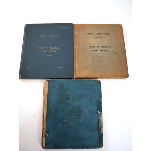 75 - WW2 to 1950's RAF and Royal Canadian Air Force Pilots Flying Log books including original photograph... 