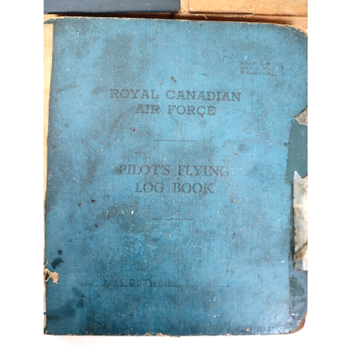 75 - WW2 to 1950's RAF and Royal Canadian Air Force Pilots Flying Log books including original photograph... 