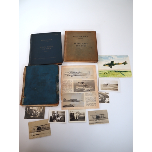 75 - WW2 to 1950's RAF and Royal Canadian Air Force Pilots Flying Log books including original photograph... 