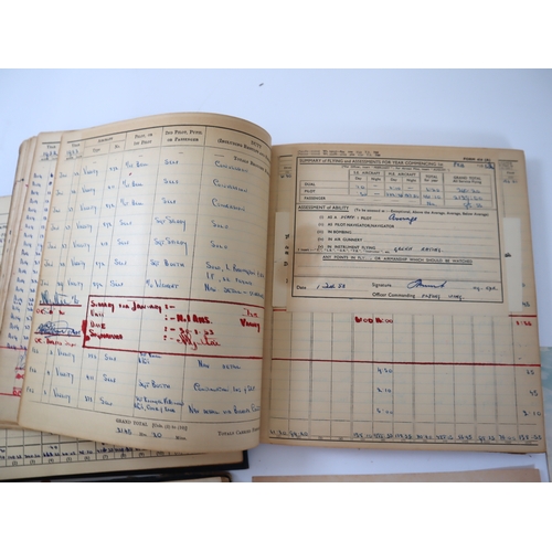 75 - WW2 to 1950's RAF and Royal Canadian Air Force Pilots Flying Log books including original photograph... 