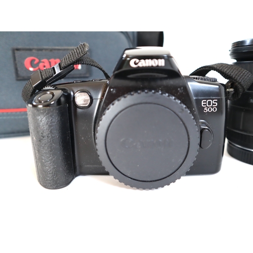 79 - Canon EOS 500 Camera + Lenses in Holdall