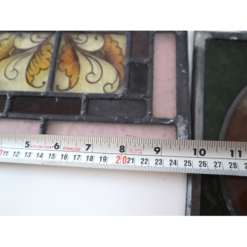 84 - Three vintage lead stainglass windows - largest 33cm x 25cm