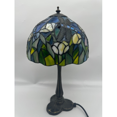 89 - Tiffany Style Dragonfly Table Lamp - 43cm