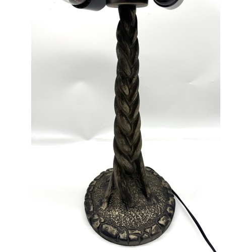 91 - Tiffany Style Stained Glass Grape Vine Table Lamp - 65cm