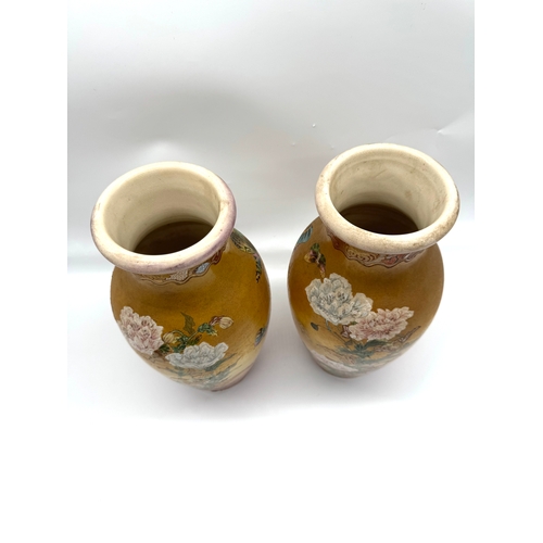 100 - Two vintage hand painted oriental vases - 30cm