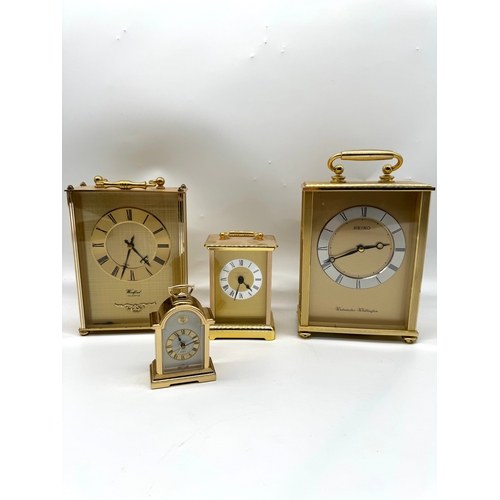 102 - Four Brass Quartz Mantle Clocks