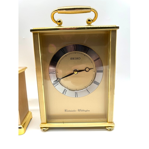 102 - Four Brass Quartz Mantle Clocks