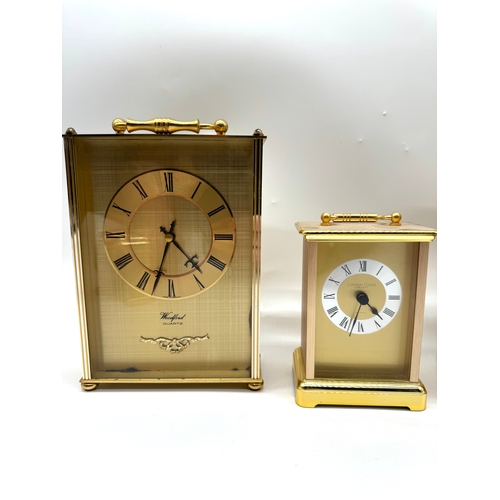 102 - Four Brass Quartz Mantle Clocks