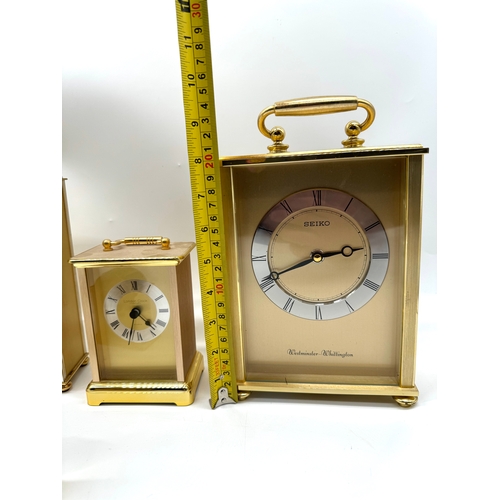 102 - Four Brass Quartz Mantle Clocks