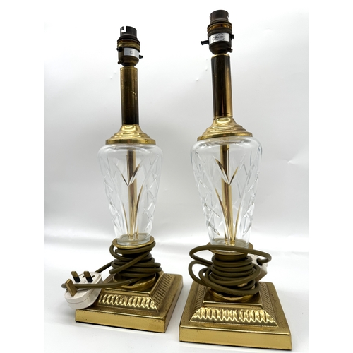 103 - Vintage Brass and Crystal Table Lamps - 40cm