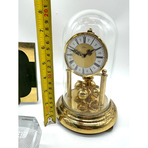 104 - Three Clocks including glass domed anniversary clock