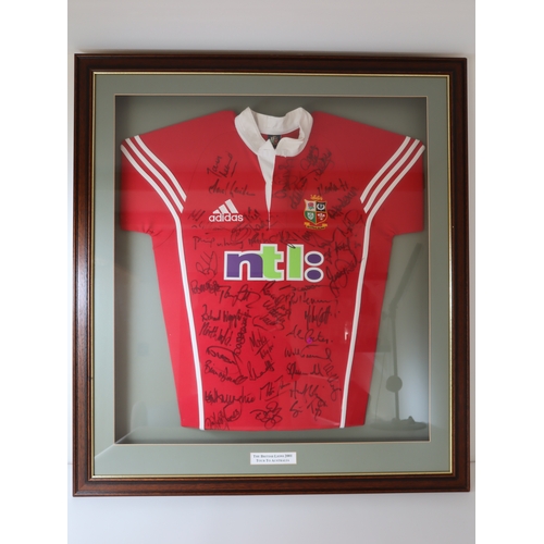 151 - The British Lions 2001 Tour To Australia Full Squad Hand Signed Jersey 90cm x 100cm