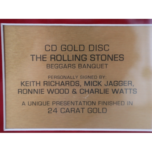 157 - ** Description update **
Rolling Stones Beggars Banquet  Photograph presented with 24 Carat Gold Fin... 