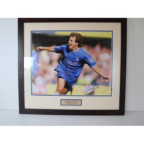 159 - Football - Signed Gianfranco Zola Chelsea FC Photograph framed - 59cm x 65.5cm