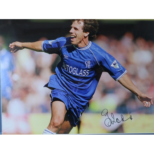 159 - Football - Signed Gianfranco Zola Chelsea FC Photograph framed - 59cm x 65.5cm