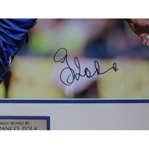 159 - Football - Signed Gianfranco Zola Chelsea FC Photograph framed - 59cm x 65.5cm