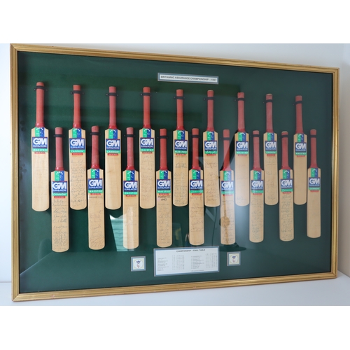 163 - Cricket - Britannic Assurance Championship - 1997 Signed Miniature Bats by all Counties and players ... 