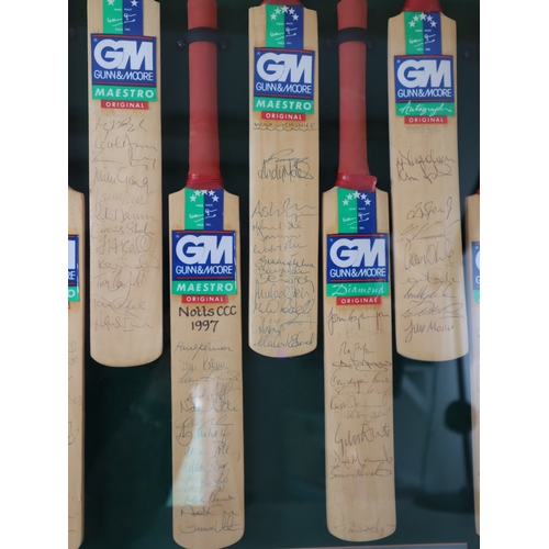 163 - Cricket - Britannic Assurance Championship - 1997 Signed Miniature Bats by all Counties and players ... 