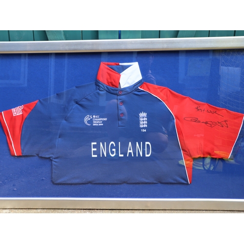 165 - Cricket - Framed England ICC Champions Trophy India 2006 Jersey signed by ANDREW 'FREDDIE' FLINTOFF ... 