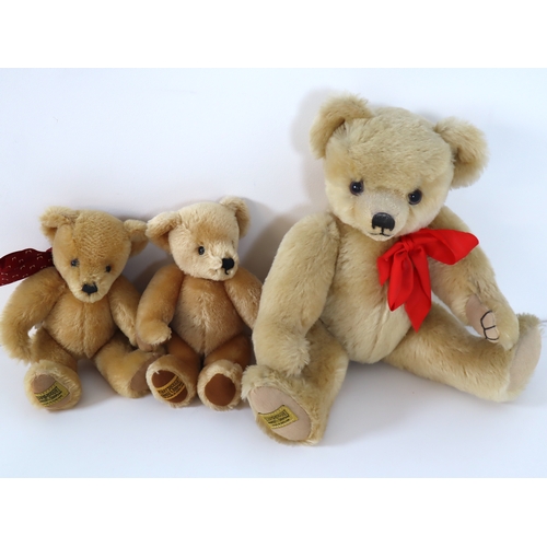 111 - Collection of three Merrythought Teddy Bears 20cm - 30cm