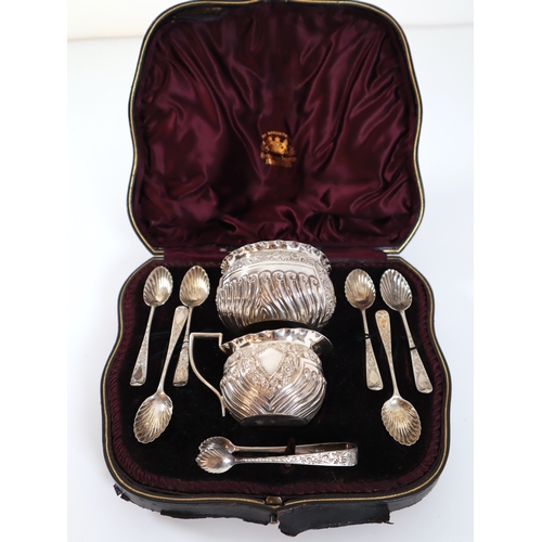 113 - Sterling Silver Cream & Sugar Presentation Set by Josiah Williams & Co (George Maudsley Jackson) c 1... 