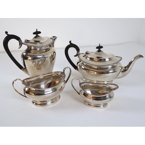 114 - Four Piece Solid Sterling Silver Tea Service by A Marks & Co c1928 - 1712g