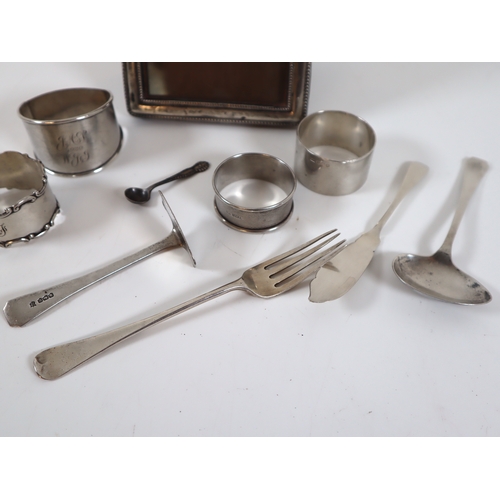 116 - Quantity of various Sterling silver service ware + photo frame - 203g (excluding photo frame)