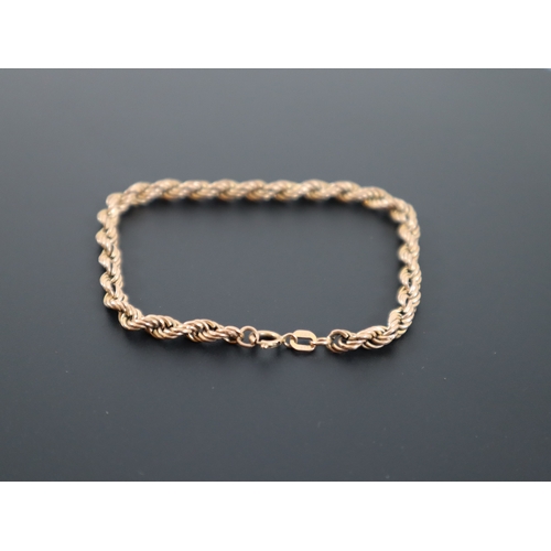 120 - 9ct yellow gold rope link bracelet 2.5g