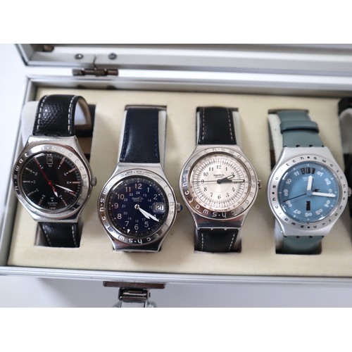 177 - 12 x Swatch Watches in Aluminium Display Case