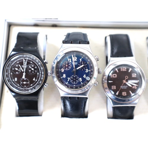 183 - 12 x Swatch Watches including Chrono in Aluminium Display Case