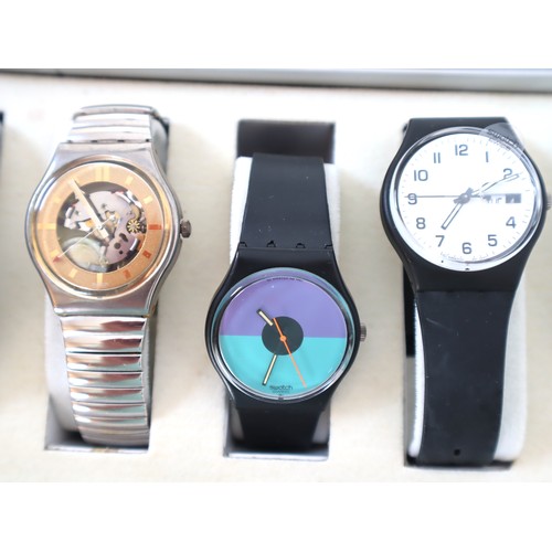 188 - 12 x Swatch Watch Watches in Aluminium Display Case