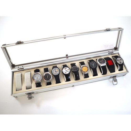 189 - 10 x Swatch Watches including Automatic's in Aluminium Display Case