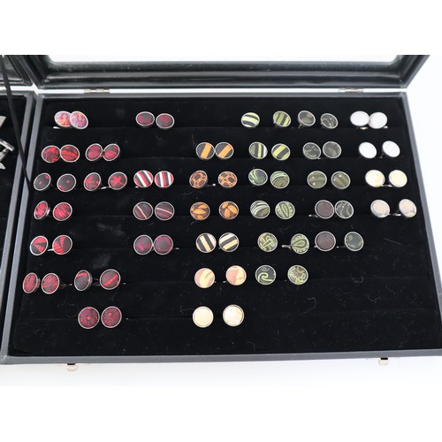 199 - Two display cases of novelty and fabric cufflinks