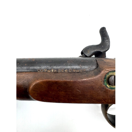 205 - 19th century single shot percussion pistol marked with the rampant lion symbol of the East India Com... 