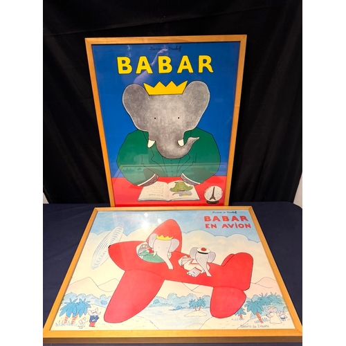 210 - Babar + Babar En Avion Laurent de Brunhoff Editions du Desastre Ltd edition Posters c1989 84cm x 64c... 