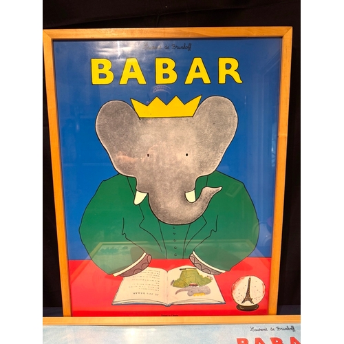 210 - Babar + Babar En Avion Laurent de Brunhoff Editions du Desastre Ltd edition Posters c1989 84cm x 64c... 