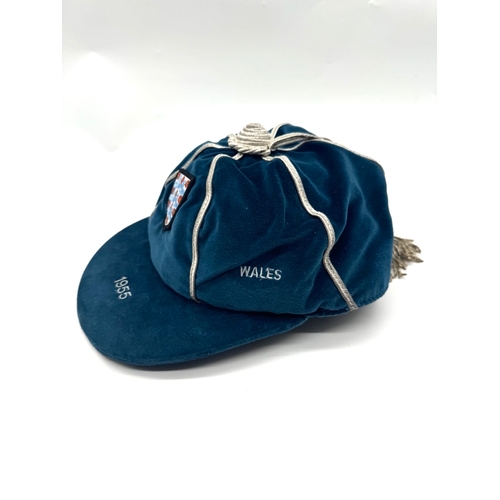 216 - Blue England International Football cap. England Scotland Wales 1955 awarded to Frank Blunstone Chel... 