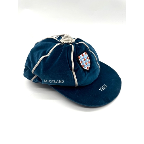 216 - Blue England International Football cap. England Scotland Wales 1955 awarded to Frank Blunstone Chel... 