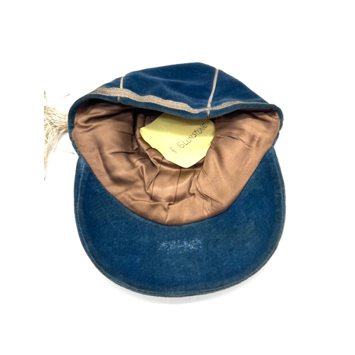 217 - Blue England International Football cap. England v Yugoslavia 1956 awarded to Frank Blunstone Chelse... 