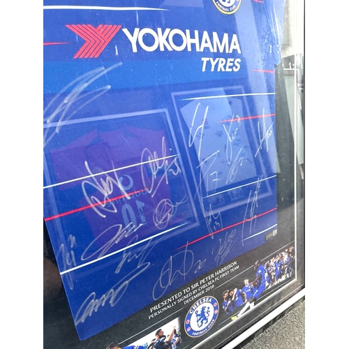 219 - Signed Chelsea FC Shirt Framed signed personally by Chelsea FC First Team December 2018 presented to... 