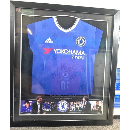 220 - Signed Chelsea FC Shirt Framed signed personally by Chelsea FC Manager Antonio Conte December 2016 p... 